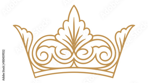 Elegant golden crown outline art