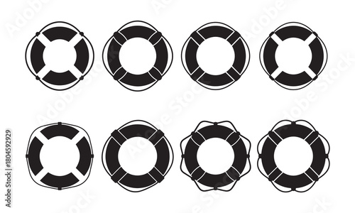Lifebuoy Life Ring Preserver Safety Icon Set Vector Silhouette