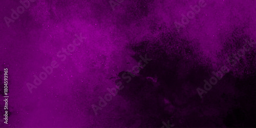 Hand-drawn bright pink gradient abstract watercolor splashed on the paper. black background with purple gradient smoke .