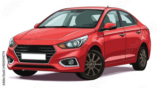 Sleek Red Car with Black Bumper Sticker - Vector Illustration