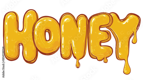 Vibrant Yellow Pattern with 'Honey' Letters on Bottle