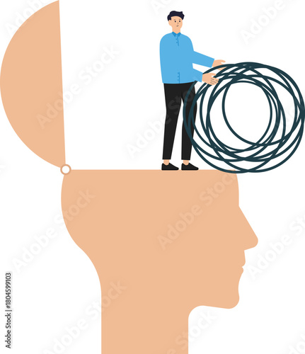 Employees working in high stress and pressure conditions with big head symbols. Big Boss enslaves his employees with superior words and power.
