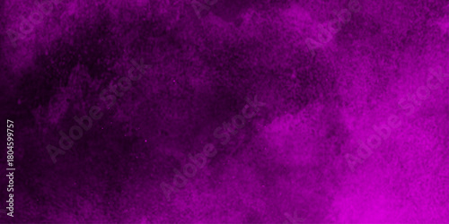 Hand-drawn bright pink gradient abstract watercolor splashed on the paper. black background with purple gradient smoke .