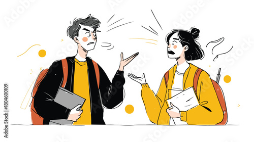 Parental Dispute in Educational Environment Vector Illustration