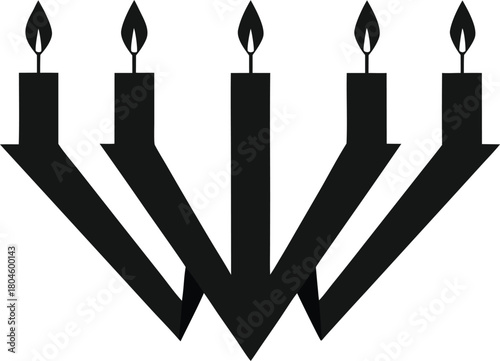 even black candles arranged in a V shape on a white background flame light vector white background