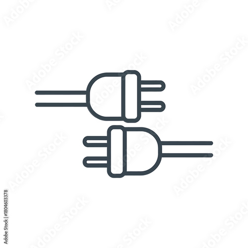 Two electrical plugs on white background simple line art illustration