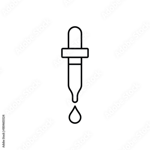 Simple line drawing of a dropper with a falling drop