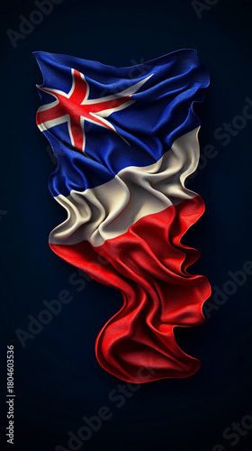 Dynamic Draped Flag with Vivid Colors on Dark Background