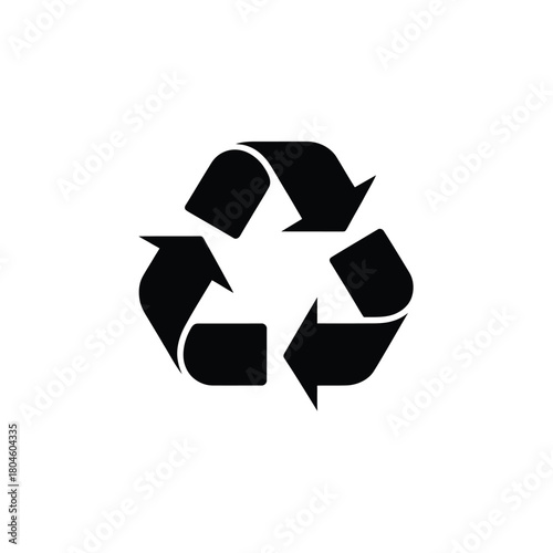 Black recycling symbol with arrows on a white background