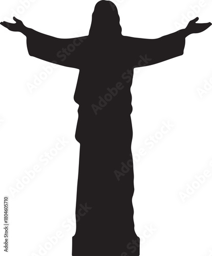 a statue of jesus silhouette vector on ilsoalted transparent background