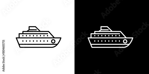 Sleek Cruise Ship Icon Minimalist Nautical Voyage Symbol for Travel and Transportation