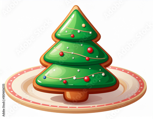 Wallpaper Mural A cartoon decorated cookie shaped like a Christmas tree featuring green icing. Ai Torontodigital.ca