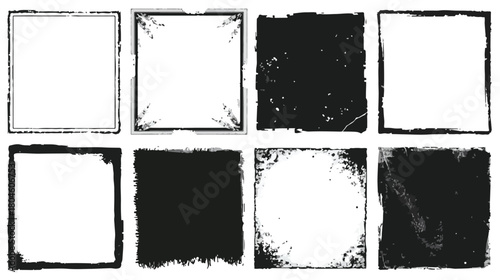 Set of grunge square frames for design use
