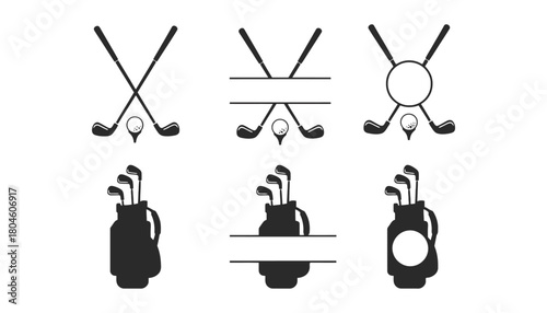 Golf club vector design elements for logo and monogram design