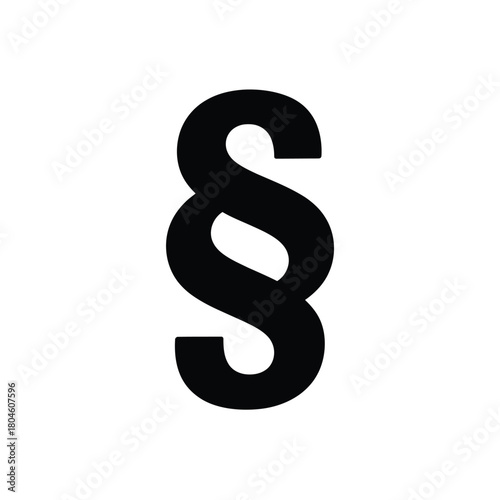 Black paragraph symbol on white background legal concept