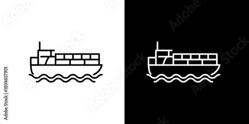 Cargo Ship Icons Vector Illustrations of Maritime Transport and Logistics