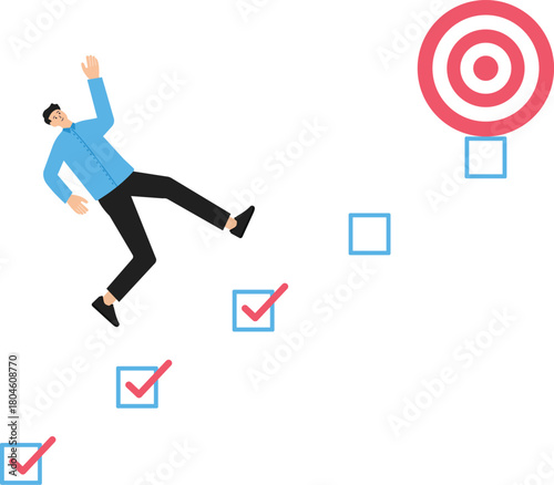 Personal development plan for career success, to motivate and achieve business target concept, build specific skill or smart entrepreneur competency list as ladder to achieve target.
