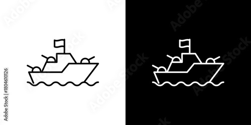 Warship Icon Set Black and White Designs for Digital and Print Applications