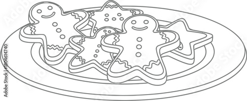 Gingerbread cookies star cookies christmas holiday sweets plate outline food