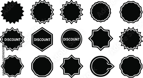 Collection of Abstract Badge Shapes with Discount Label