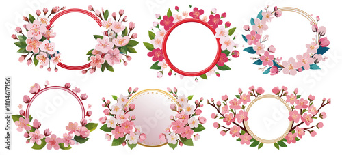 桜の花ベクターイラストセット