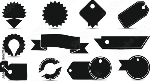 Diverse Black Price Tag and Badge Collection for Marketing and Sales