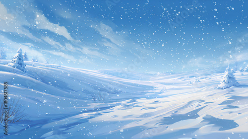Realistic winter background, snowdrifts, snowdrifts, blizzard and wind, snow. Christmas winter landscape, 3D background with snow, vector white background. Stock Illustration