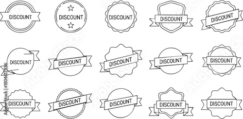 Discount Badge Collection Round and Shield Designs with Ribbon Banners