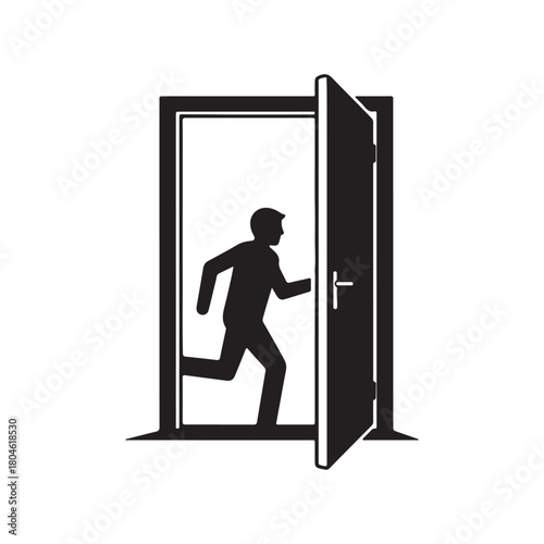 "Running Out Through an Open Door - Escape Icon"