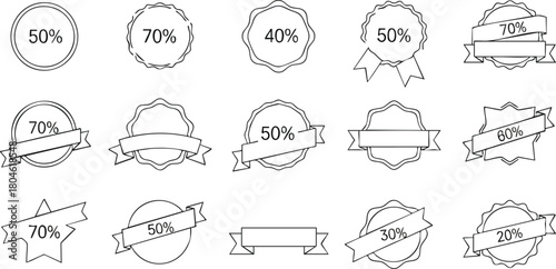 Diverse Array of Discount Badge Icons for Promotional Designs