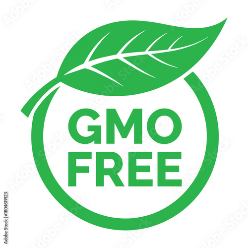Non-GMO Free Label Icon – Organic Food Packaging Sticker Vector for Healthy Natural Products and Eco Branding Design