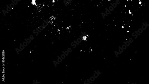 Abstract Grunge White Splatter Isolated on Black Background Texture Element