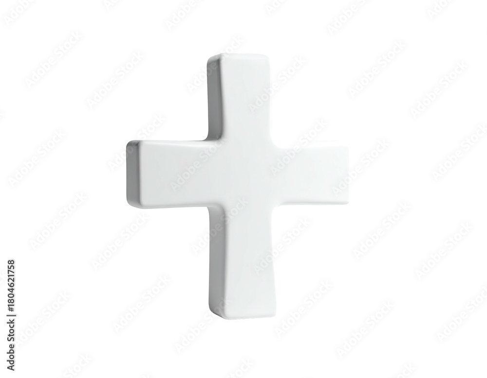 Fototapeta premium Isolated, white, simple plus sign against black background