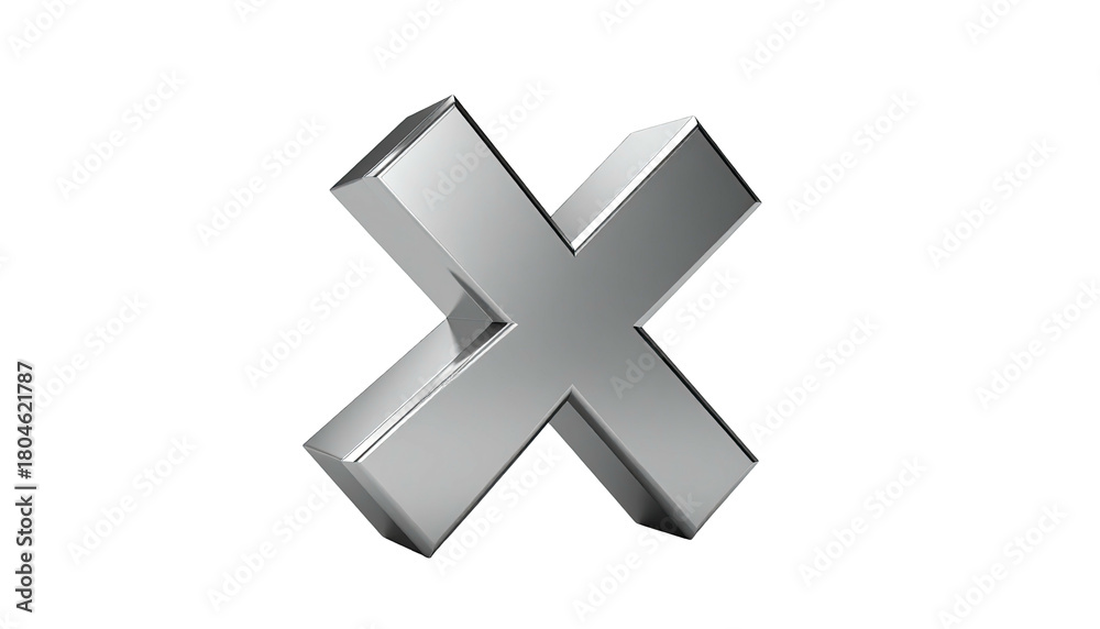 Obraz premium Shiny silver 3D cross mark against a solid black backdrop