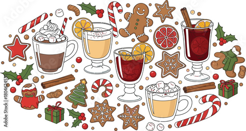 Christmas drinks cookies candy canes holiday season winter festive celebration food