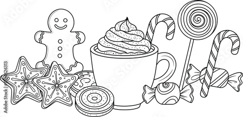 Gingerbread cookies candy cane lollipop sweets dessert holiday winter treat food