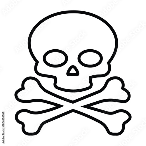 line icon crossbones skull death isolated on white background