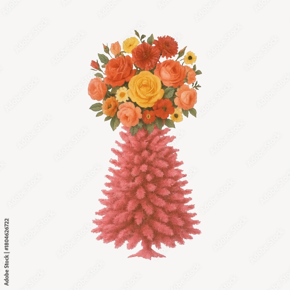 Fototapeta premium Vibrant floral dress illustration