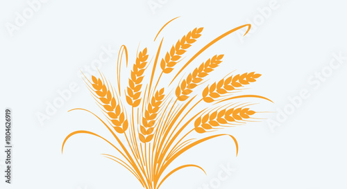 Illustration of a stylized wheat bundle, showcasing golden stalks and leaves.
