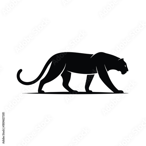 Sleek black panther silhouette stalking forward