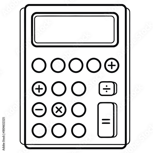A simple black and white line drawing of a basic calculator device