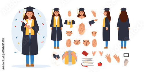 Graduation Character Creation Kit With Various Poses And Expressions