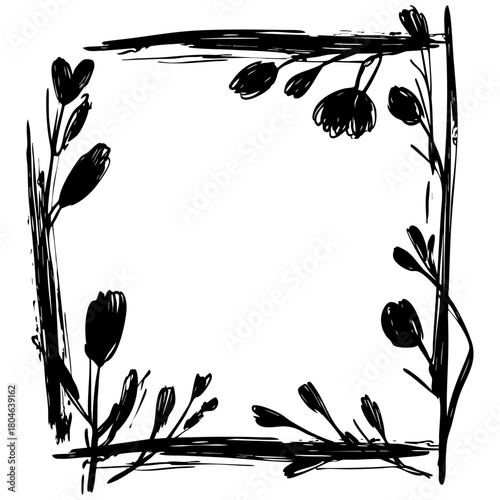 Floral Frame Hand Drawn Scribble