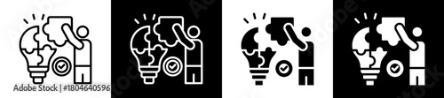 Problem Solving Icon Set In Black And White Filled Style Collection