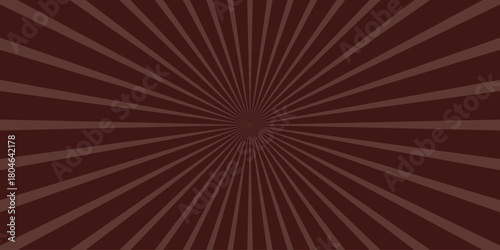 Retro sunburst background with radiating lines in shades of dark brown and lighter brown creating a vintage comic book style pattern for graphic design and abstract concepts