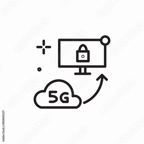 5g cloud computer icon sign vector