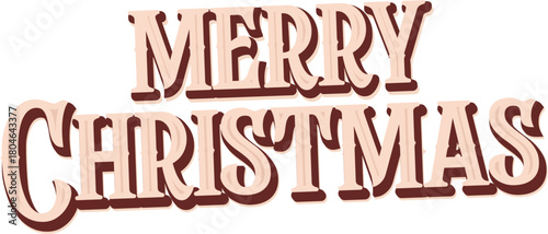 Merry christmas 3d vintage text style, Vector illuatration