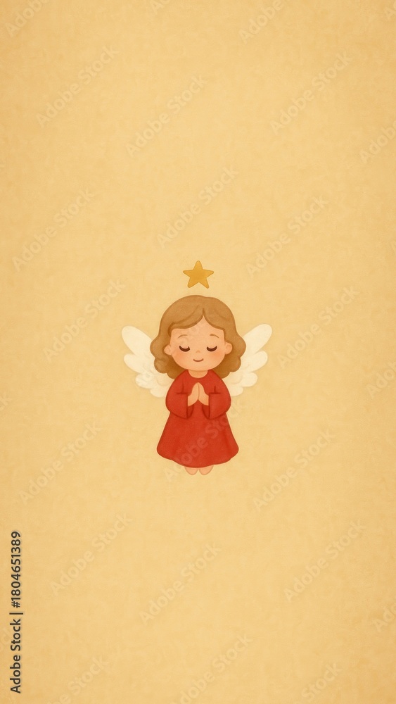 Obraz premium Cute angelic figure praying mobile wallpaper