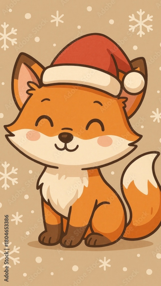 Obraz premium Cute festive fox wallpaper for mobile