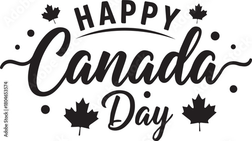Happy Canada Day typographic vector design with maple leaves for holiday banner or poster